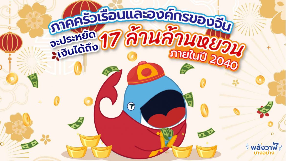 ภาคครัวเรือนและองค์กรของจีนจะประหยัดเงินได้ถึง 17 ล้านล้านหยวนภายในปี 2040