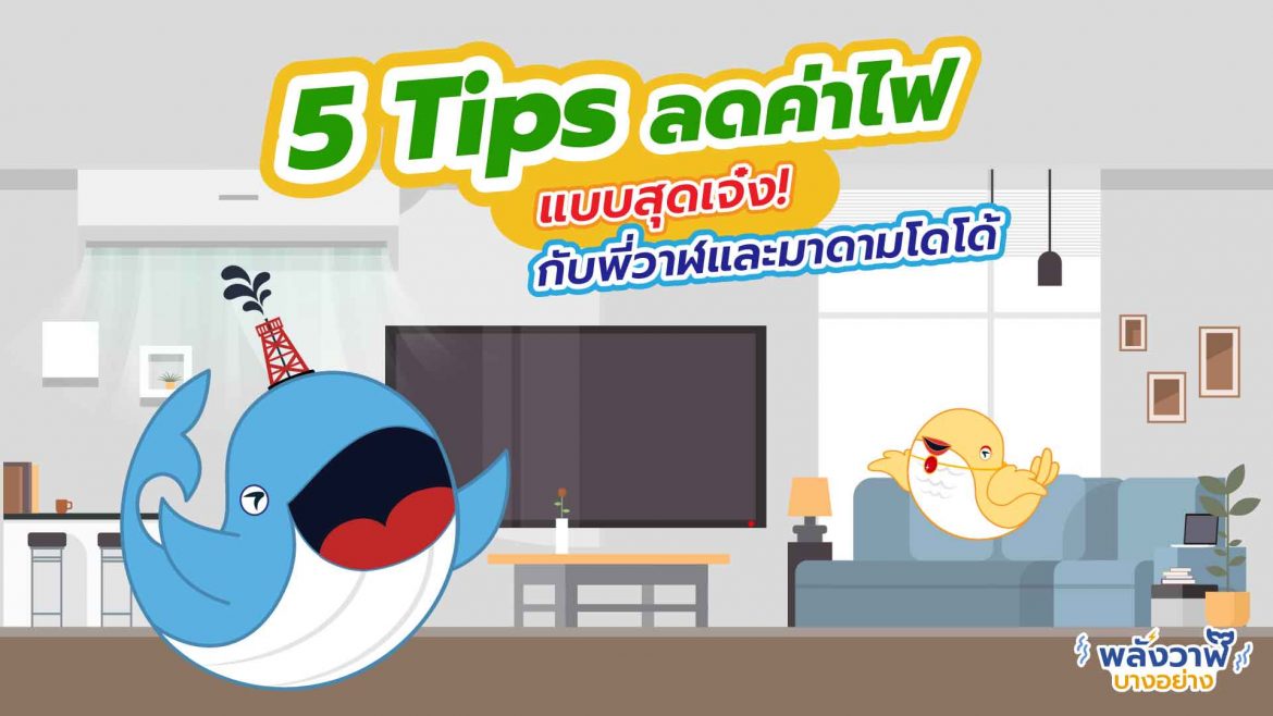 5 Tips ลดค่าไฟแบบสุดเจ๋ง กับพี่วาฬและมาดามโดโด้