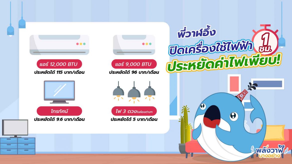 พี่วาฬอึ้ง ปิดเครื่องใช้ไฟฟ้า 1 ชม. ประหยัดค่าไฟเพียบ!