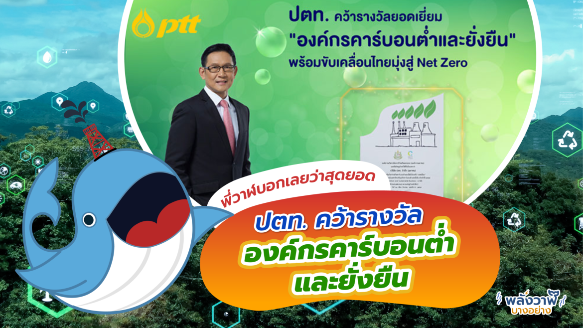 พี่วาฬบอกเลยว่าสุดยอด ปตท. คว้ารางวัล องค์กรคาร์บอนต่ำและยั่งยืน